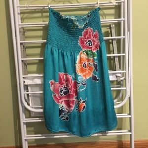 Forever 21 silky floral strapless top size small